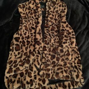 fuzzy cheetah print vest